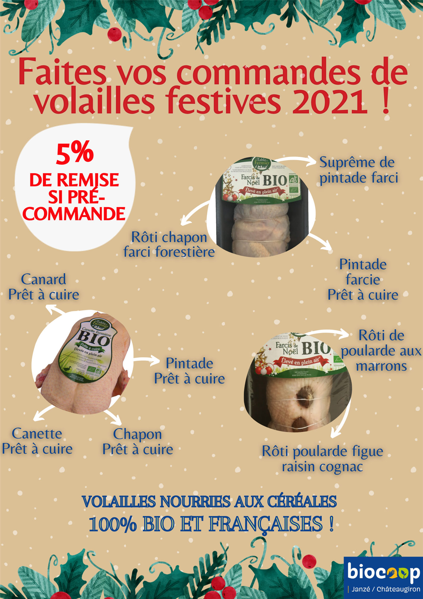 COMMANDE DE VOLAILLES FESTIVES